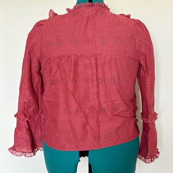 Sezane Lace Ruffle Blouse - Red - Picture 6 of 7